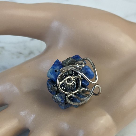 BLUE STONE Nugget Cluster Adjustable Ring - Picture 6 of 12